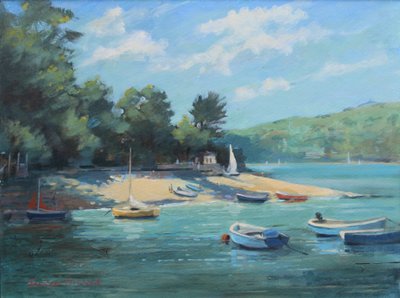 Fishermans Cove Salcombe, olja ombord, 2016 av Jennifer Wright