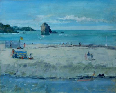 Thurlestone Rock, Devon. olja på duk, 2016 av Jennifer Wright