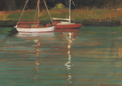 Yacht Reflections (olja på duk) av Jennifer Wright
