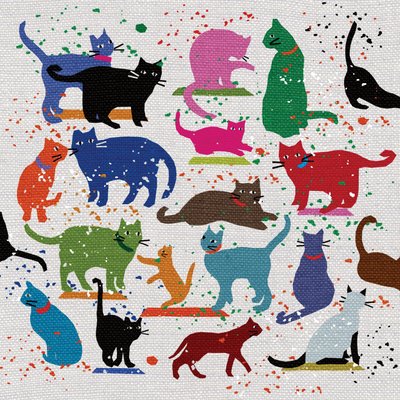 Cat Love, 2022 (blandade media) av Jenny Frean