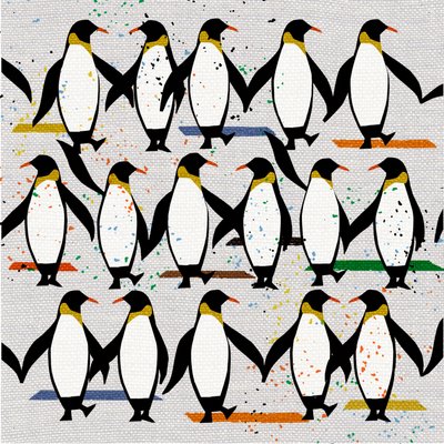 Dancing Penguins, 2022 (blandade media) av Jenny Frean