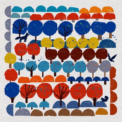 Village Trees, 2022 (blandade media) av Jenny Frean
