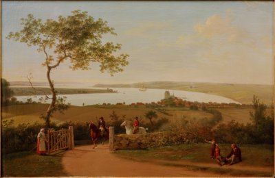 Utsikt över Lilla Bält från en kulle nära Middelfart av Jens Juel