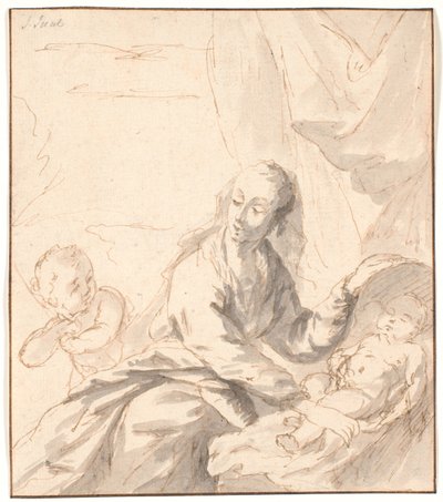 Maria med Jesusbarnet i vaggan och Johannes av Jens Juel