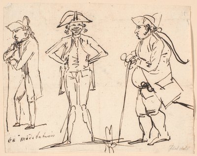 Meditation. Karikatyrer av Clemens, Juel och Charles Bonnet av Jens Juel