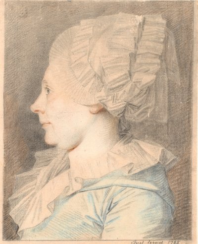 Porträtt av Anne Cathrine Maaløe, född Basse. Profil till vänster av Jens Juel