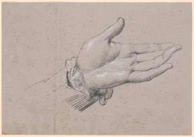 Studie av en vänsterhand, använd i fullängdsporträttet av Frederik den Sjätte som kronprins från 1786 på Amalienborg av Jens Juel