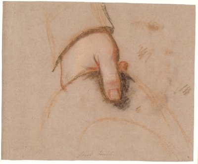 Studie till familjeporträttet Ryberg; Johan Christian Rybergs vänstra hand som håller i en hatt av Jens Juel
