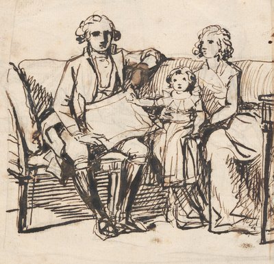 Studier till "Peder Anker, hans hustru Anna Elisabeth, född Cold, och deras dotter Karen" av Jens Juel