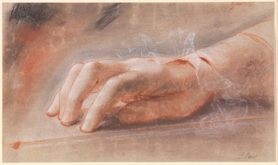 Studie av en höger hand till porträttet av grevinnan Anna Joachima Danneskiold-Laurvigen av Jens Juel