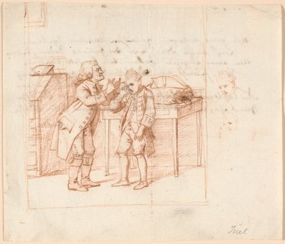 Utkast till illustration P.A. Heibergs pjäs "De Vonner og de Vanner" av Jens Juel