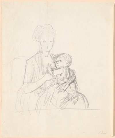 Utkast till porträtt av grevinnan Sophie Magdalene Raben, född von Qualen med sin äldste son, född 1784 av Jens Juel