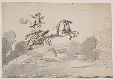 Amor (Eros) rider i en vagn på regnbågen av Jens Petersen Lund