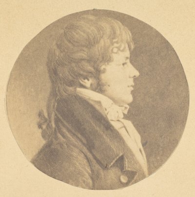 Mezzotint porträtt av en ung man i profil, från The St. Memin Collection of Portraits, 1862. av Jeremiah Gurney