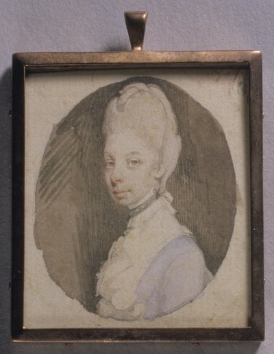 Porträttminiatyr av drottning Charlotte, ca 1772 (wc på elfenben) av Jeremiah Meyer