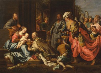 Tillbedjan av kungarna, efter van Loon av Jeremias Majer