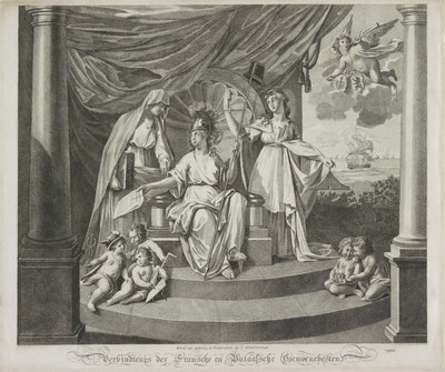 Allegori över alliansen med Frankrike, 1795 Union of the French and Batavian Commonwealths (titel på objekt) av Jeremias Snoek