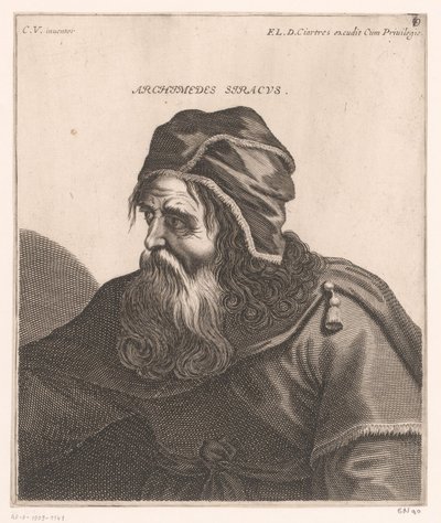 Porträtt av Archimedes Arkimedes Syrakusa. (titel på objekt) Byster av filosofer och kungar (serietitel) av Jerôme David (attributed to)