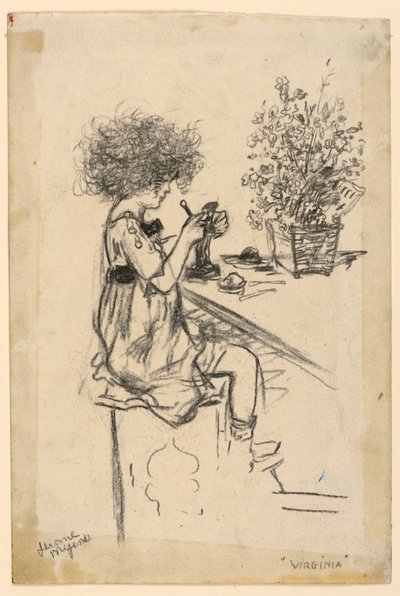 Virginia Modeling, Study for Etching av Jerome Myers