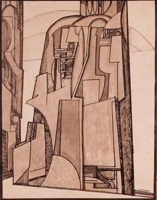 Landskap, ca 1914 (penna och bläck) av Jessica Desmott