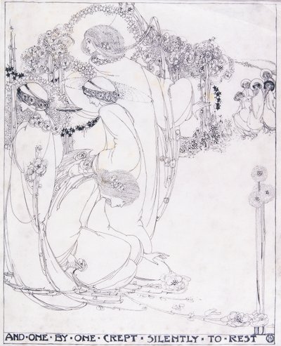 And One by One Crept Silently to Rest, c.1902-3 (penna och svart bläck på veläng) av Jessie Marion King
