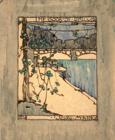 Frontispice för "The Book of Bridges", ca 1911 (akvarell och bläck på papper) av Jessie Marion King