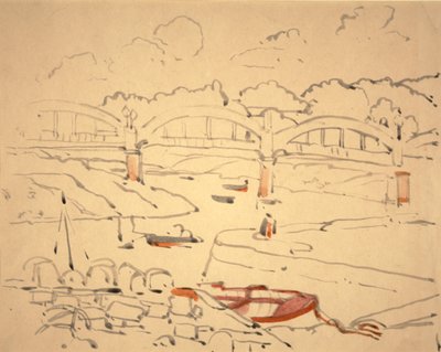 Illustration för "The Book of Bridges", c.1911 (akvarell och tusch på papper) av Jessie Marion King