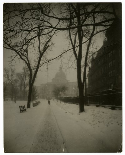 State House i Storm, Boston, USA, ca 1902-10 (foto av gelatinsilver) av Jessie Tarbox Beals