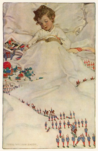The Land of Counterpane (färg litho) av Jessie Willcox Smith