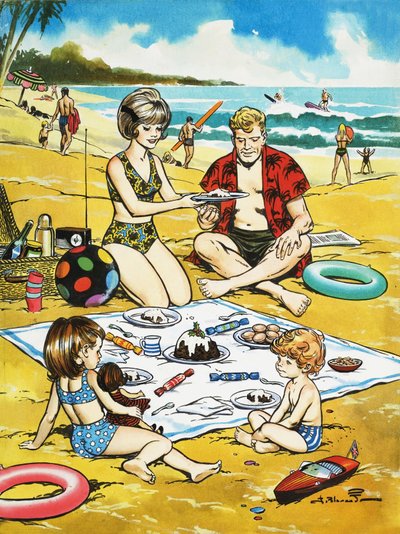 En julpicknick på stranden av Jesus Blasco