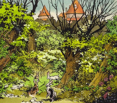 Sagoslott (gouache på papper) av Jesus Blasco