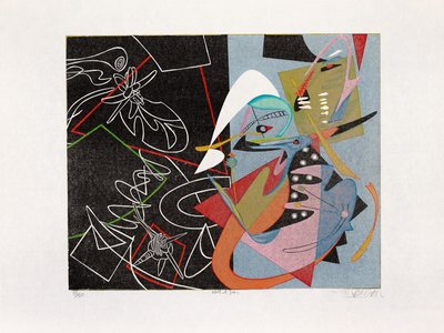 Natt och dag, 2016 (träsnitt) av Jim Monson