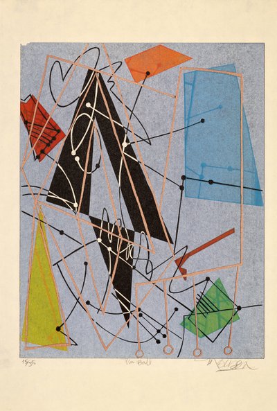 Pin Ball, 2015 (träsnitt) av Jim Monson