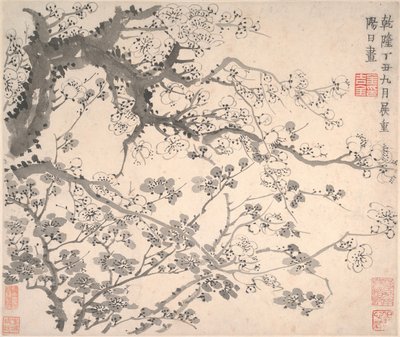 Plommonblommor, daterad 1757. av Jin Nong