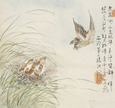 En fågel som bär mat i munnen, 1857 av Jin Yuan
