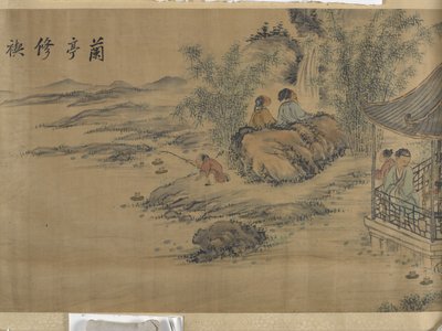 Gathering At The Lanting Orchid Pavilion (bläck och färg på satin) av Jiuru Chen