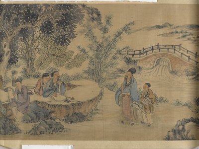 Gathering At The Lanting Orchid Pavilion (bläck och färg på satin) av Jiuru Chen