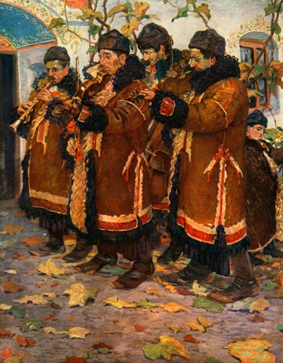 Musiker från Hroznovà Lhota: klarinett, fiol och kontrabas. 1861-1940, 1948 av Joža Uprka