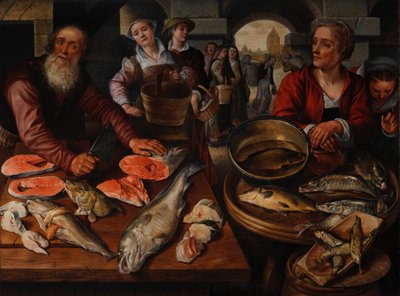 Fiskmarknad, 1568 (olja på baltisk ek) av Joachim Beuckelaer