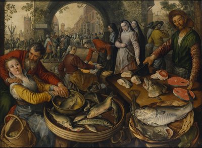 Fiskmarknad med Ecce Homo, 1570 av Joachim Beuckelaer
