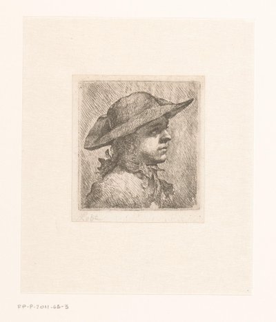 Porträtt av en ung man i en hatt av Joachim Martin Falbe (attributed to)