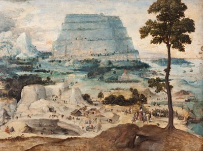Byggandet av Babels torn, ca 1550 (olja på pannå) av Joachim Patinir