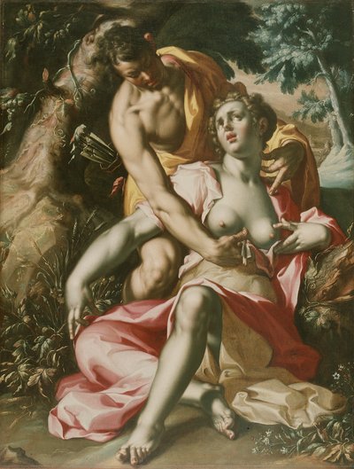 Cephalus och Procris (Procris död), ca 1595-1600 (olja på duk) av Joachim Wtewael or Utewael or Wyewael