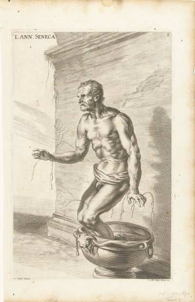 Seneca, graverad av Richard Collin av Joachim von (after) Sandrart