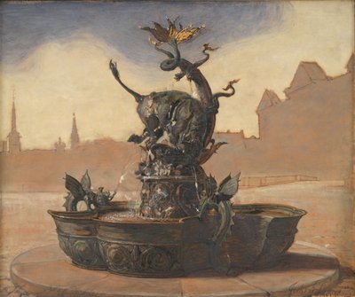 Skiss för Dragespringvandet (Drakfontänen) av Joakim Frederik Skovgaard