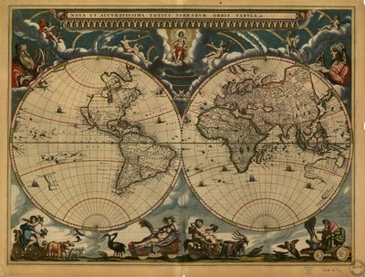(Nova et accuratissima totius terrarum orbis tabula). LOC 98687202 av Joan Blaeu