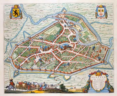 Aalst, 1649 (handkolorerad gravyr) av Joan Blaeu