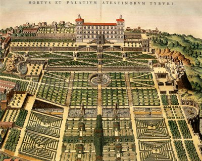 Italien, Tivoli, Vy över Villa d