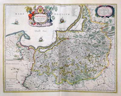 Karta över östra Preussen. från "Le Theatre du Monde" eller "Nouvel Atlas" av Joan Blaeu