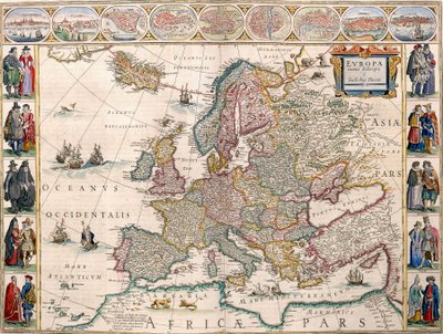 Karta över Europa från Blaeu Atlas av Joan Blaeu